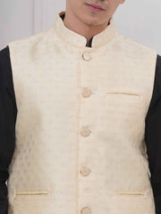 Mens Black Kurta with Pyjama & Nehru Jacket