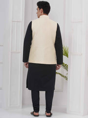Mens Black Kurta with Pyjama & Nehru Jacket