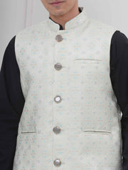 Mens Black Kurta with Pyjama & Nehru Jacket