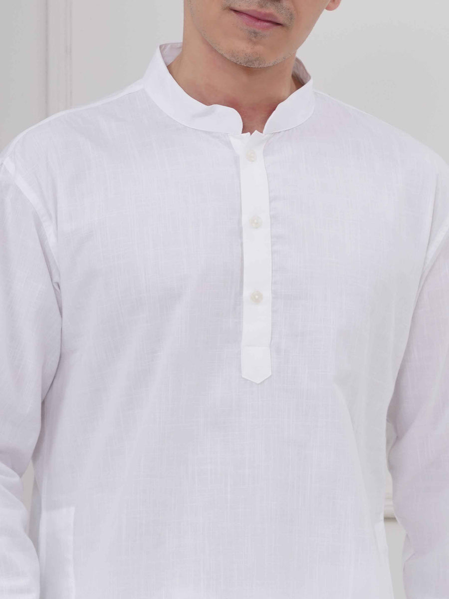 Mens Readymade Mandarin Collar Solid  Kurta with Pyjama Set