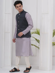 Mens Readymade Cotton Popline Print Kurta And Pyjama with Nehru Jacket