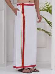 Mens Readymade Cotton Dhoti With color Border