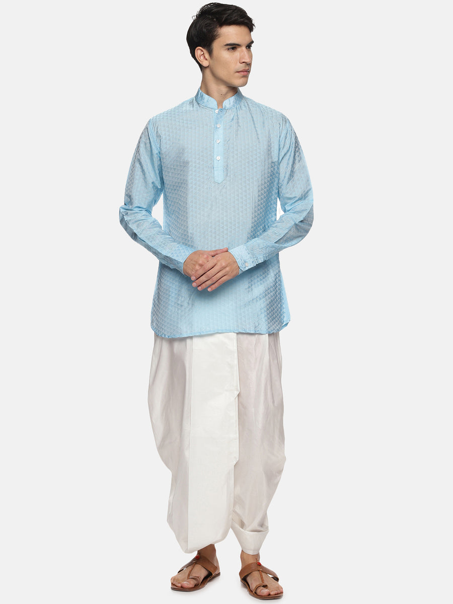 Sethukrishna Mens Self Design Kurta Dhotipant Set