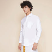 Men Cotton White Full Sleeve Shirt