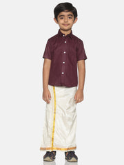 boysmaroonshirtdhotiset