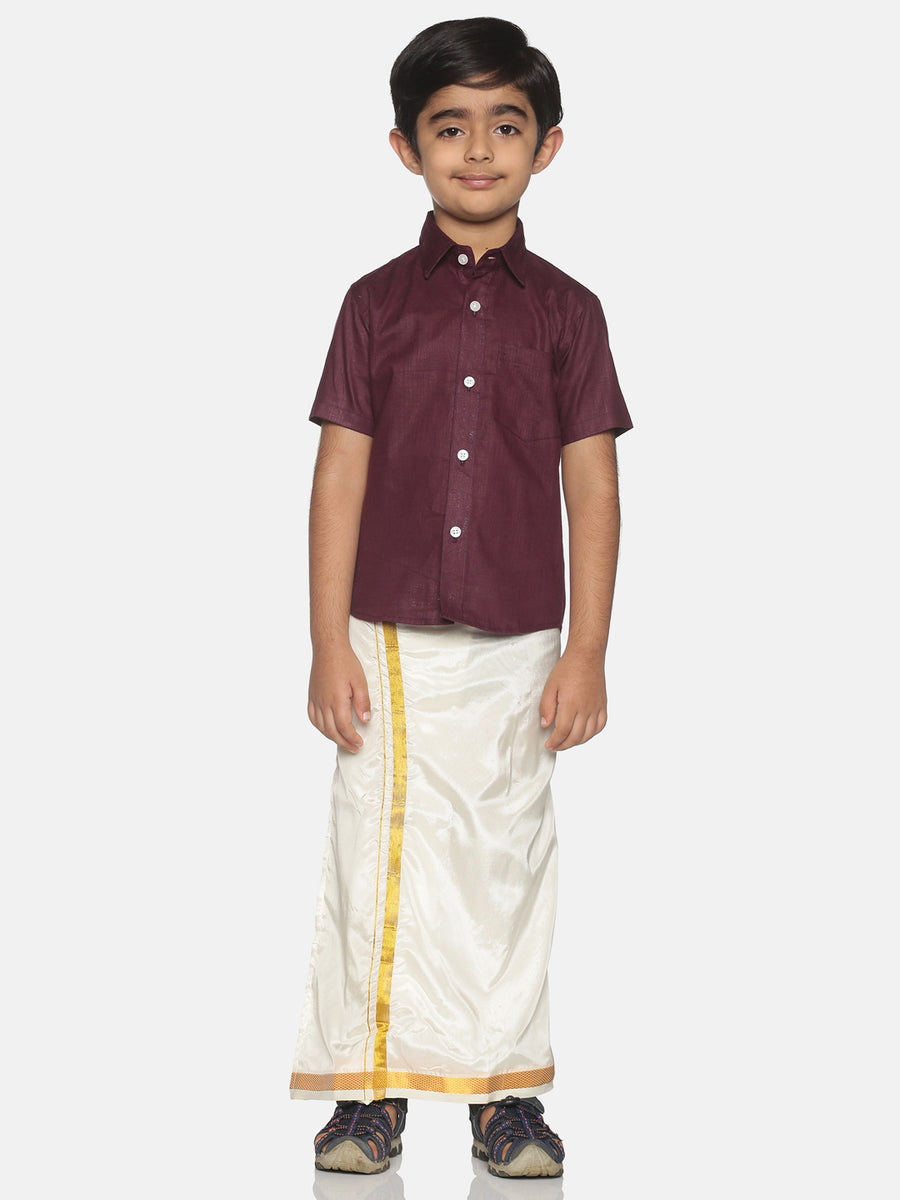 boysmaroonshirtdhotiset