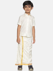 Boys Cream Shirt Dhoti Set