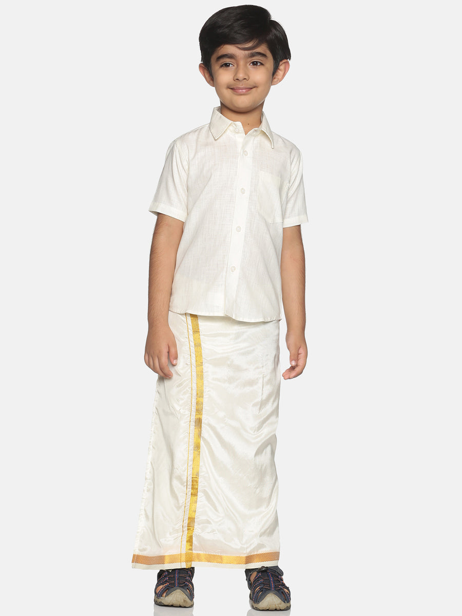 Boys Cream Shirt Dhoti Set
