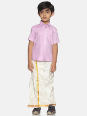 boys pink shirt dhoti set
