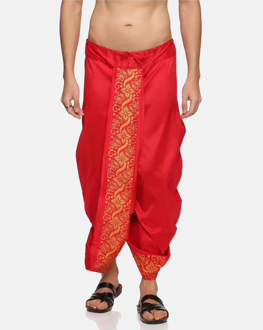 Men Red Colour Polyester Panjakejam / Dhoti Pant.