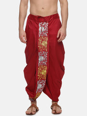 Men Karishma Maroon Colour D6 Embroidery Dhoti Pant.