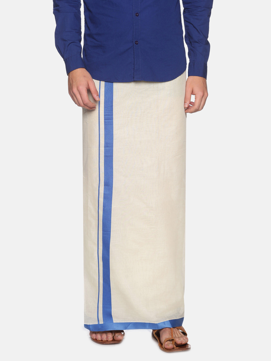 Men Cotton Traditional Off White Colour Regular Dhoti