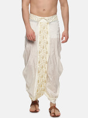 Men Art Silk Cream Colour D4 Embroidery Dhoti Pant.