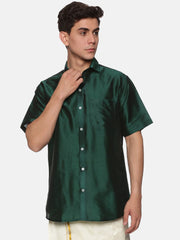 Men Solid Colour Regular Fit Half Sleeve Ethnic Shirt