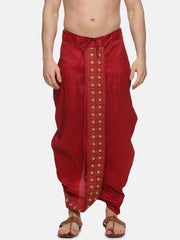 Men Karishma Maroon Colour D6 Embroidery Dhoti Pant.