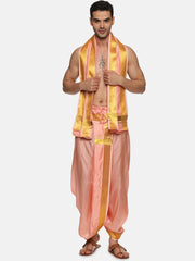 Men Readymade Artsilk Solid Colour Dhoti Pant and Angavastram