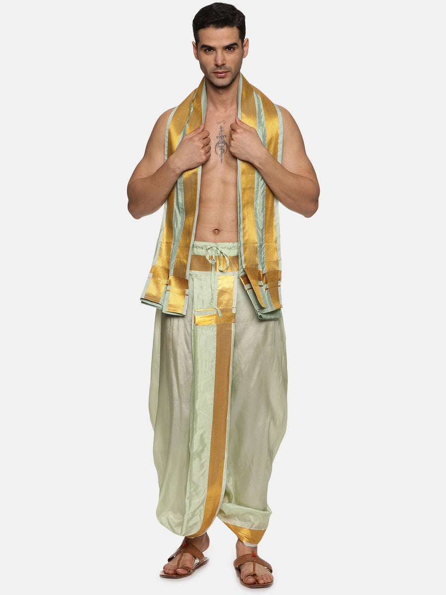 Men Readymade Artsilk Solid Colour Dhoti Pant and Angavastram