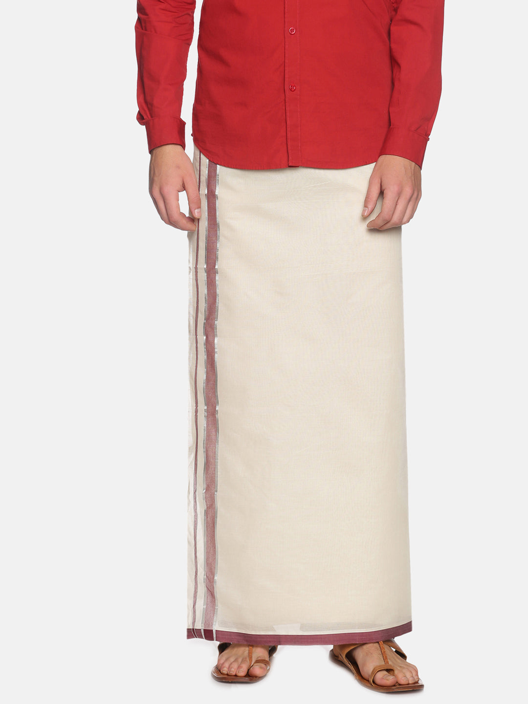 Men Cotton Traditional Off White Colour Regular Dhoti