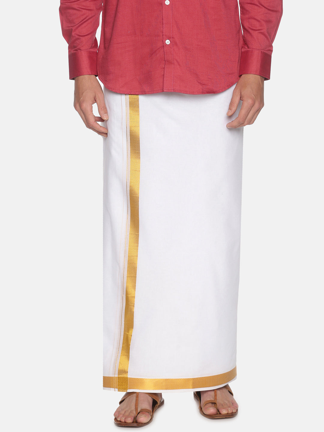 Men Cotton Traditional White Colour Regular Dhoti.