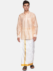 Men Artsilk Full Sleeve Shirt and Dhoti Set