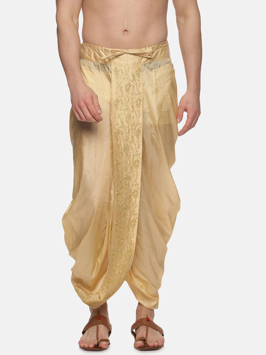 Men Art Silk Biscuit Colour D1 Embroidery Dhoti Pant.