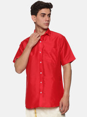 Men Solid Colour Regular Fit Half Sleeve Ethnic Shirt