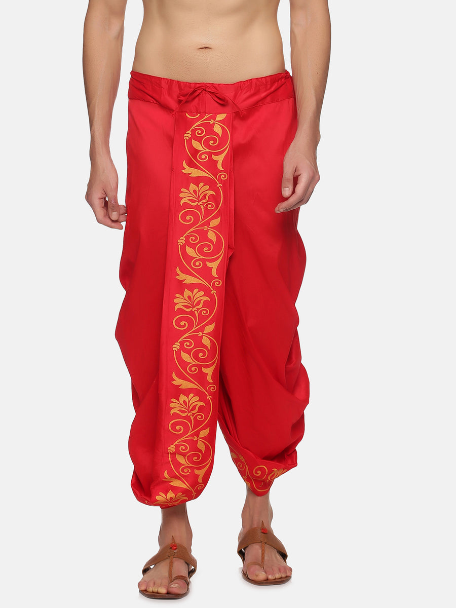 Men Red Colour Polyester Panjakejam / Dhoti Pant.