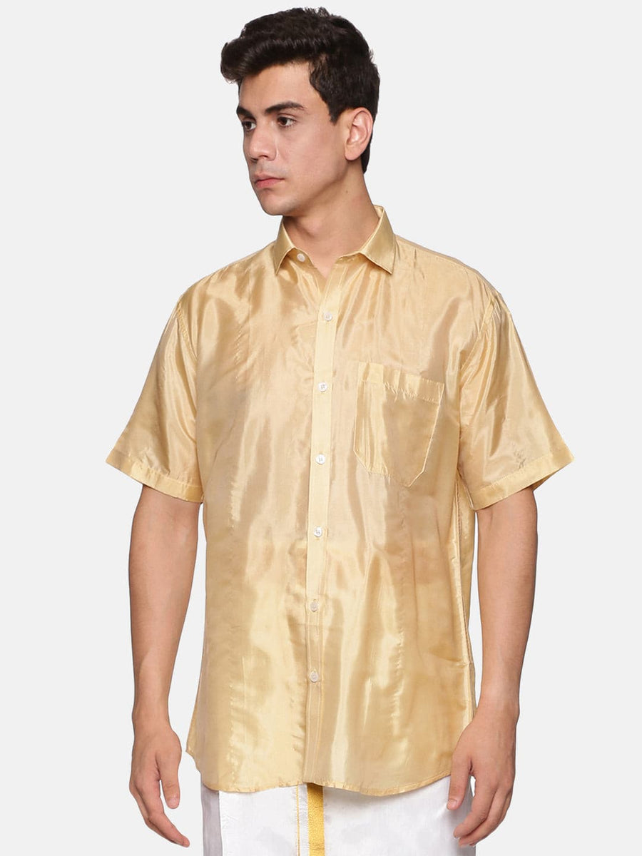 Men Artsilk Solid Colour Ethnic Silk Finish Shirt