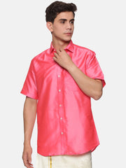 Men Solid Colour Regular Fit Half Sleeve Ethnic Shirt