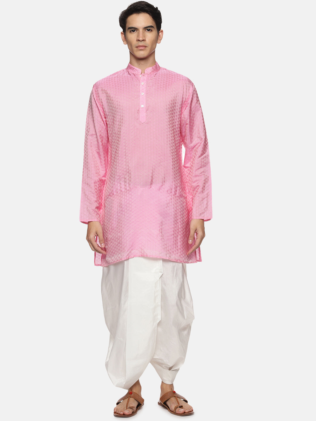 Men Self Design Kurta and Dhoti Pant Set