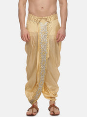 Men Art Silk Biscuit Colour D1 Embroidery Dhoti Pant.