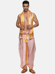 Men Readymade Artsilk Solid Colour Dhoti Pant and Angavastram