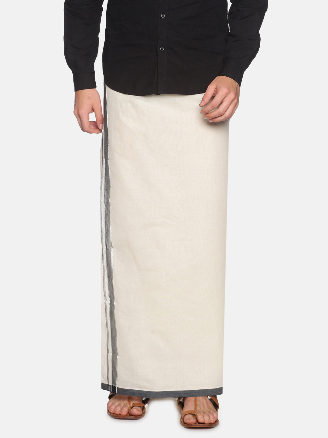 Men Cotton Traditional Off White Colour Regular Dhoti