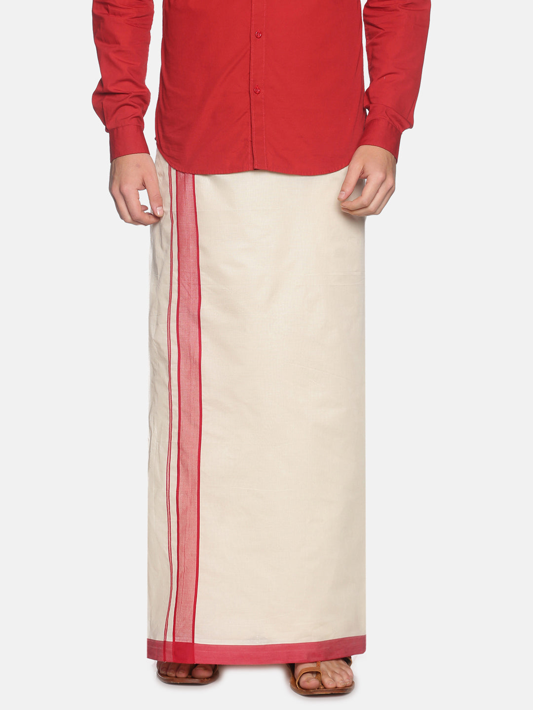 Men Cotton Traditional Off White Colour Regular Dhoti