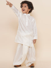 Sethukrishna Boys Cream Colour Self Design Kurta and Dhotipant Set