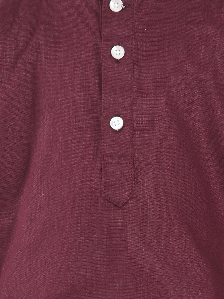 Boys Maroon Colour Cotton Kurta Dhoti Pant Set.