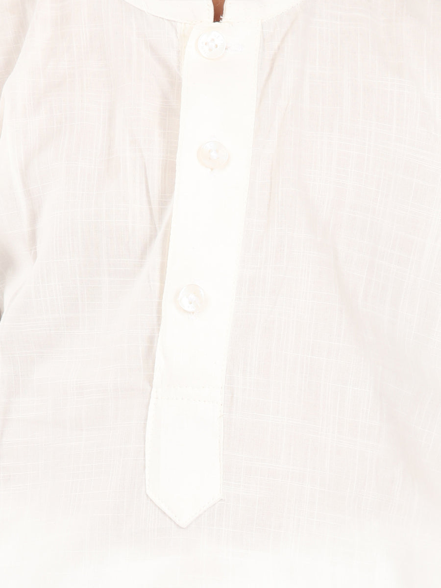 Boys Off White Colour Cotton Kurta Dhoti Pant Set.