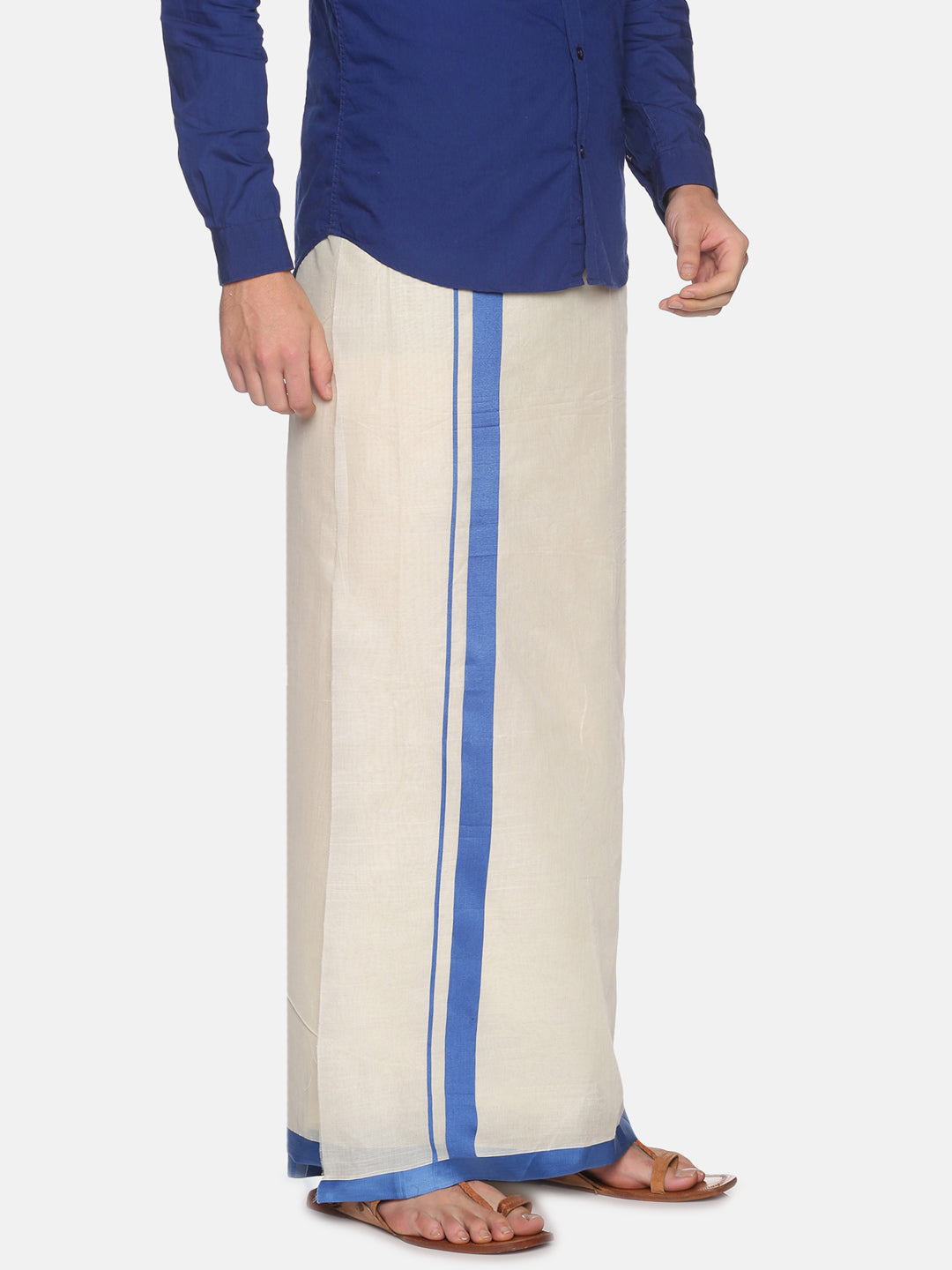 Men Cotton Traditional Off White Colour Regular Dhoti.