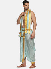 Men Readymade Artsilk Solid Colour Dhoti Pant and Angavastram