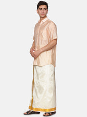 Men Artsilk Half Sleeve Shirt and Pocket Dhoti Set