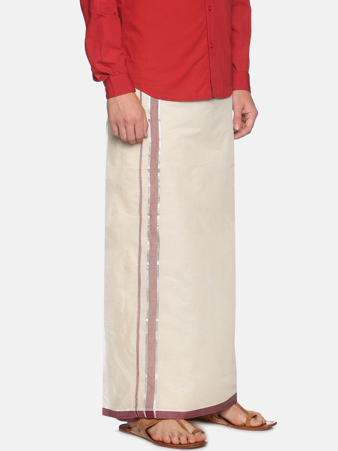 Men Cotton Traditional Off White Colour Regular Dhoti.