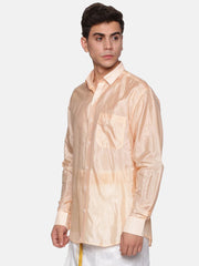 Men Solid Colour Virtual Silk Full Sleeve Spread Collar Shirt