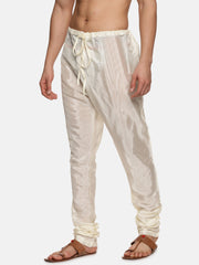 Men Artsilk Solid Cream Colour Pyajma