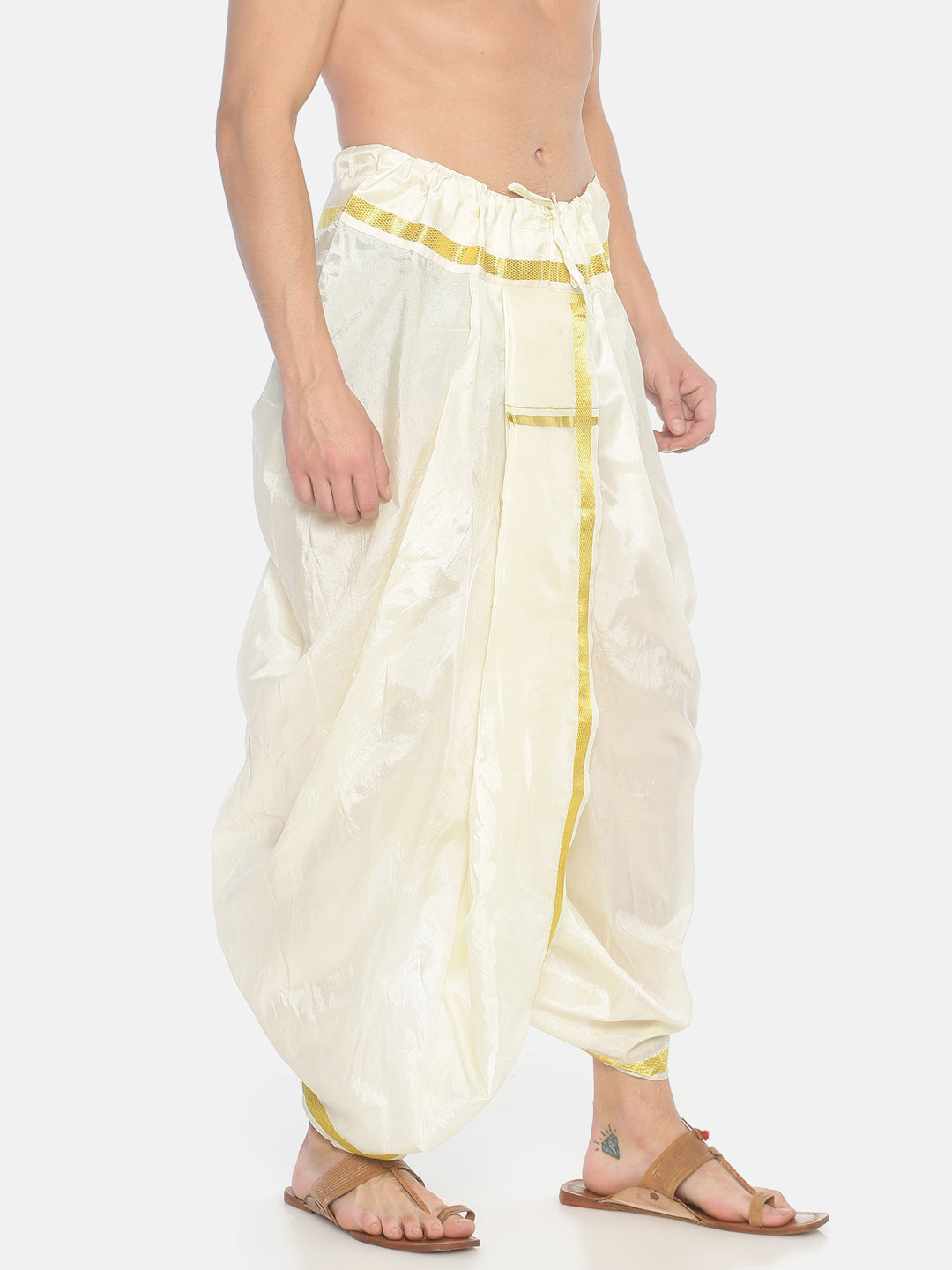 Men White Colour Art Silk Dhoti Pant.