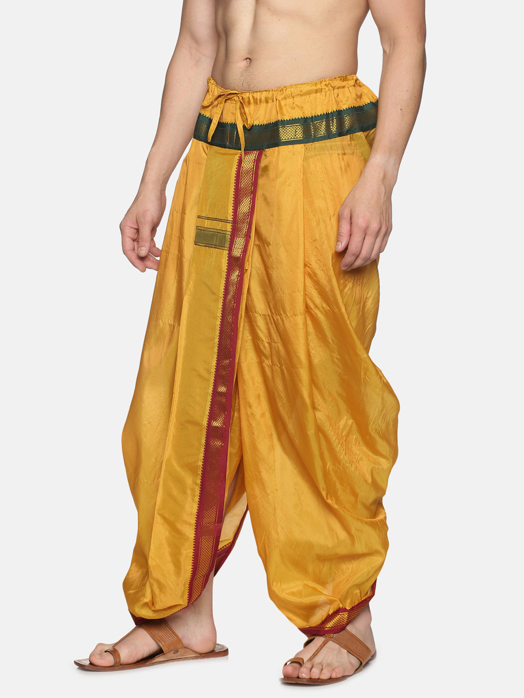 Men Mustard Colour Art Silk Dhoti Pant.