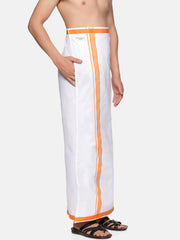 Mens Readymade Pocket Dhoti Vaika Orange.