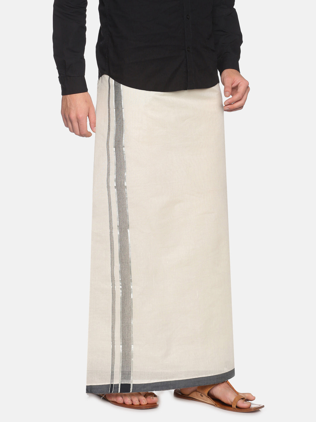 Men Cotton Traditional Off White Colour Regular Dhoti.