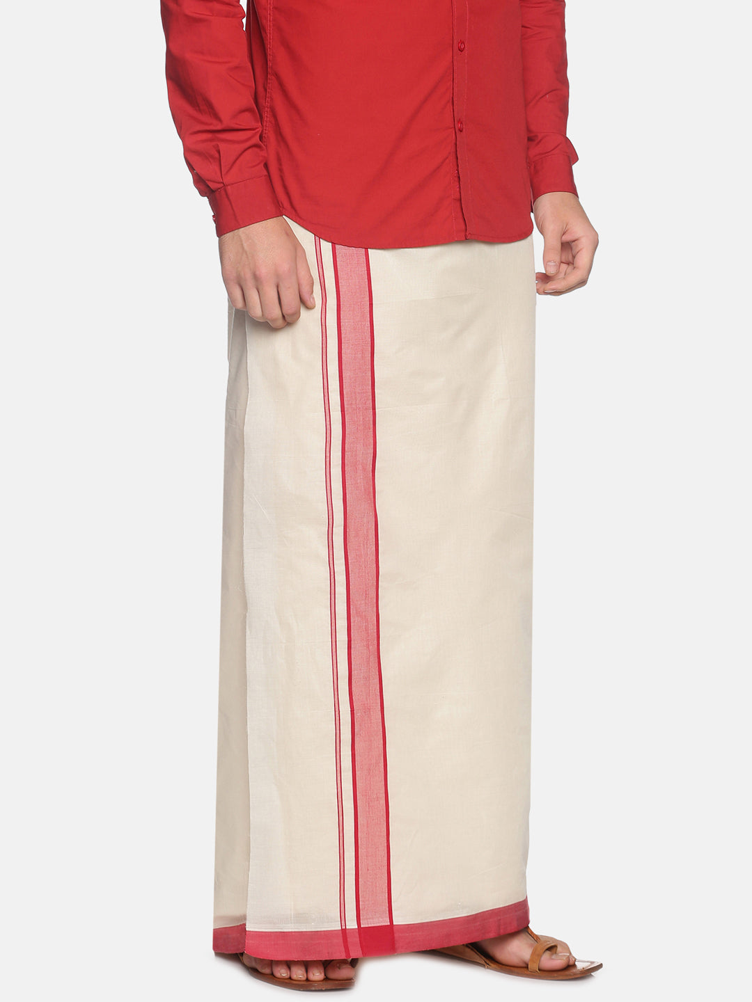 Men Cotton Traditional Off White Colour Regular Dhoti.