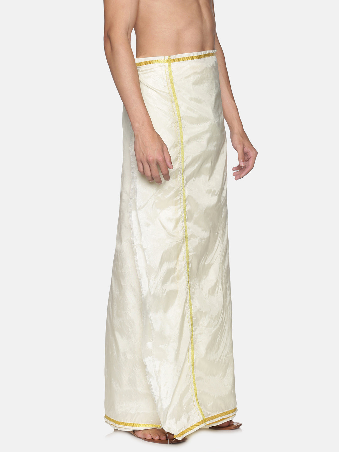 Men Artsilk Traditional Cream Colour Regular Dhoti