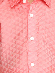 Boys Red Colour Readymade Shirt With Dhoti Set.